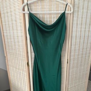 Silk green slit dress